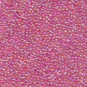 Size 11 Seed Bead, Fuchsia Lined Crystal AB (10gm)