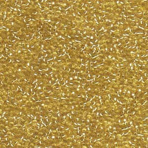 Size 15 Seed Bead, Silver Lined Gold (10gms)