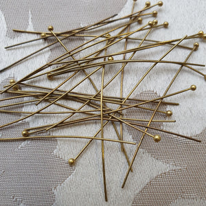 Headpin, Antique Gold with Ball, 50mm, 24ga (5gms/35pc)