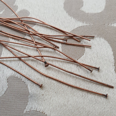 Headpin, Antique Copper, 100mm, 22ga (10 pairs)