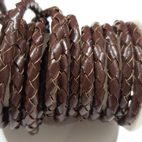 3.5mm Round braided faux Leather, Brown - 1m