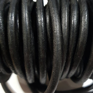 5mm Round Leather, black - 1m