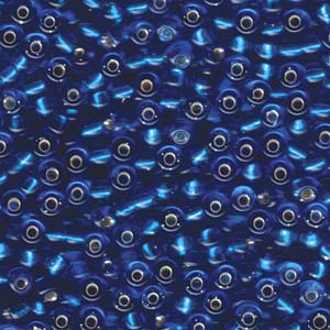 Size 6 Seed Bead, Silver Lined Sapphire (10gms)