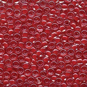 Size 6 Seed Bead, Dark Coral Lined Crystal (10gms)