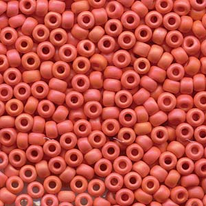 Size 6 Seed Bead, Matte Opaque Orange AB (10gms)