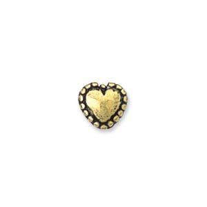 6mm Plastic Metallic Beaded Heart, Gold (10 pcs)