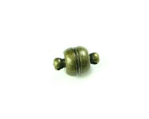 Magnetic Clasp, Antique Gold, Barrel, 12x7mm (5 Clasps)