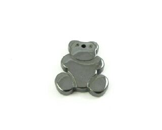 Hematite Stone Pendant, Teddy Bear, 21x18mm (1pc)