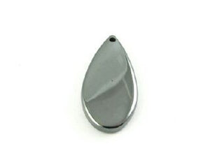 Hematite Stone Pendant, Flat Pear, 28x14mm (1pc)