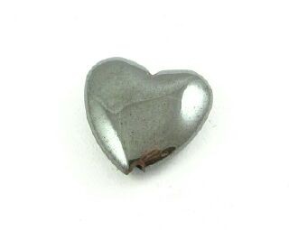 Hematite Stone, Heart, Puffy, Top Drilled, 12mm (5 pcs)