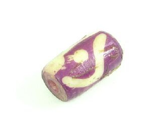 Bone, Tube, Short 11, Purple with Ivory, 13x9mm (20pcs)