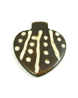 Bone Pendant 07, Dark Brown with Ivory, 33x25mm (3pcs - only one packet left)