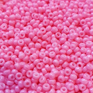Size 11 Seed Bead, Dyed Opaque Pink (10gm)