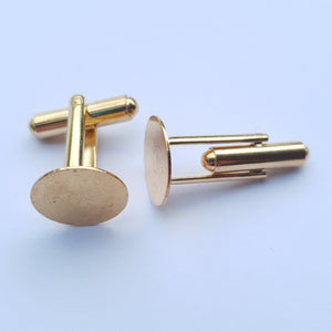 Cufflink Base, Gold, 18x13mm (1 pair)