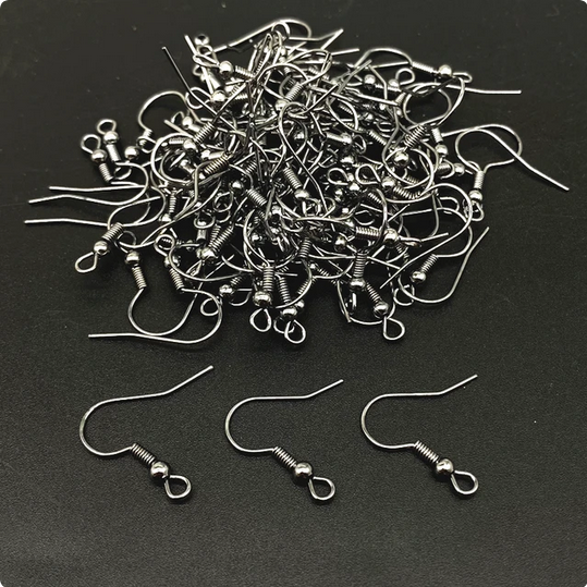 Earring Hooks, Gunmetal with Spring & Ball, 18mm (10 pairs)