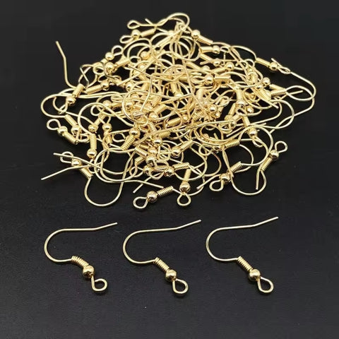 Earring Hooks, KC Gold with Spring & Ball, 18mm (10prs)