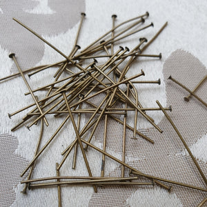 Headpin, Antique Gold, 30mm, 22ga (5gms/45pcs)