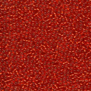 Size 11 Seed Bead, Silver Lined Flame Red (10gm)