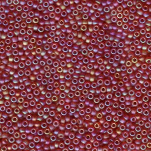 Size 11 Seed Bead, Matte Transparent Red AB (10gm)