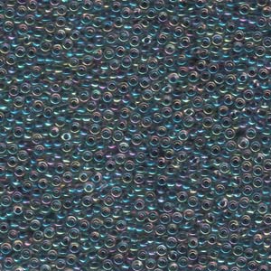 Size 11 Seed Bead, Variegated Blue Lined Crystal AB (10gm)