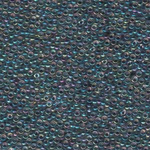 Size 11 Seed Bead, Variegated Blue Lined Crystal AB (10gm)