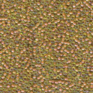 Size 11 Seed Bead, Dark Pink Lined Chartreuse (10gm)