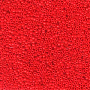 Size 11 Seed Bead, Opaque Vermilion Red (10gm)