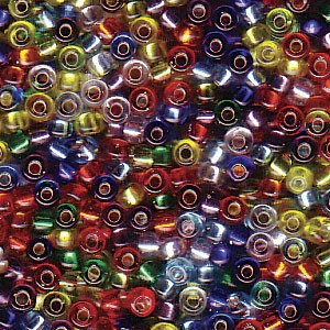 Size 11 Seed Bead Mix, Silver Lined Rainbow (10gm)
