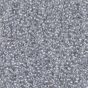 Size 15 Seed Bead, Sparkling Pale Grey Lined Crystal (10gms)