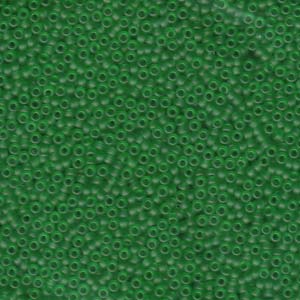 Size 15 Seed Bead, Matte Transparent Green (10gms)