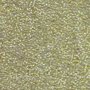 Size 15 Seed Bead, Sparkle Peridot Lined Crystal (6gms - only one packet left!)