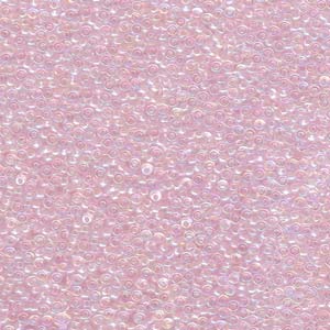 Size 15 Seed Bead, Lined Pink AB (10gms)