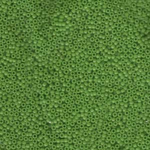 Size 15 Seed Bead, Opaque Green Pea (10gms)