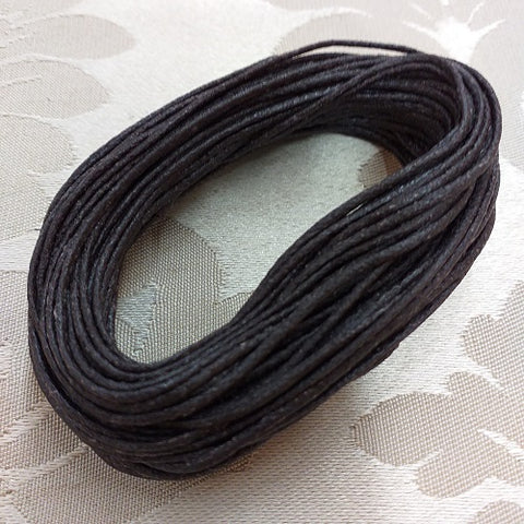 2.0mm Dark Brown Waxed Cotton Cord - 10m Packet