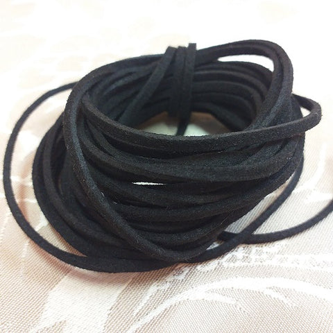 2.5mm Black Faux Suede - 5m Packet