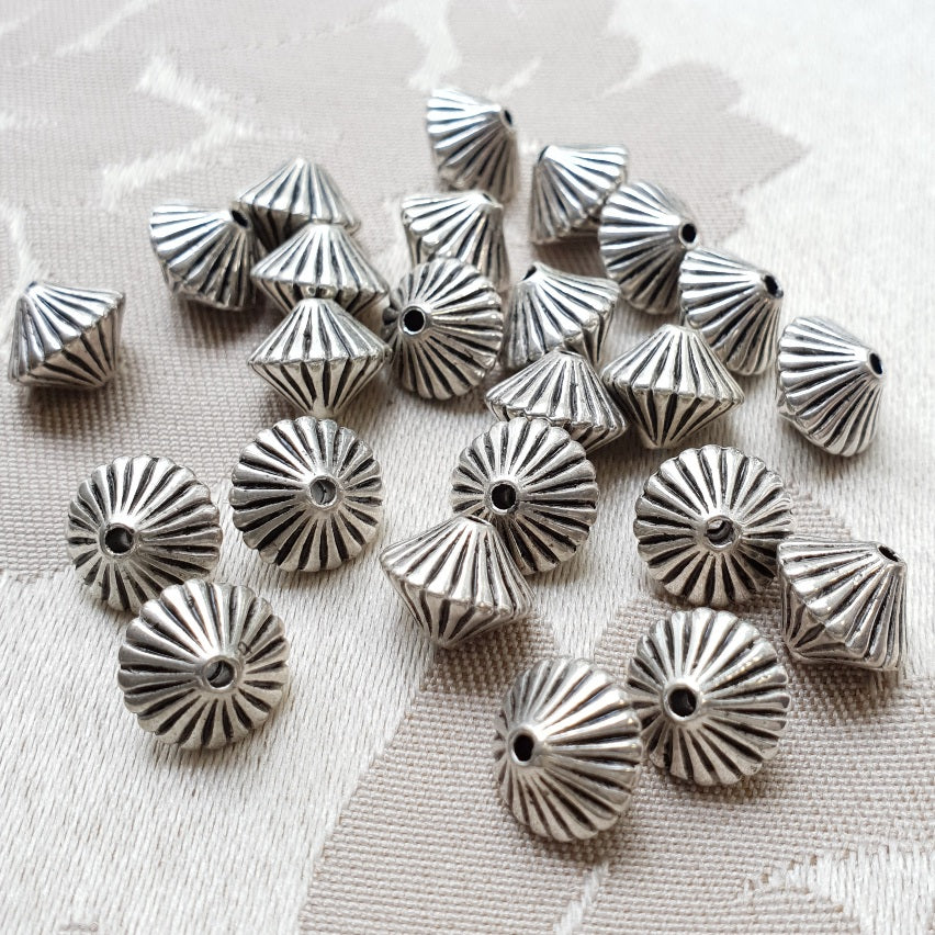 10mm Plastic Metallic Mushroom, Silver (10 pcs)