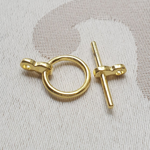 Toggle Clasp, Gold, Ring:12mm/Bar:19mm (5 sets)