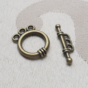 Toggle Clasp, Antique Gold, Ring:14mm/Bar:19mm (5 sets)