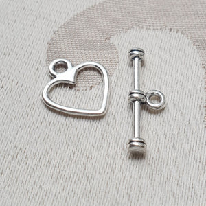 Toggle Clasp, Silver, Ring:12mm/Bar:19mm (5 sets)