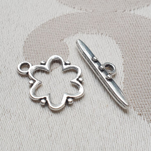 Toggle Clasp, Silver, Ring:14mm/Bar:24mm (5 sets)