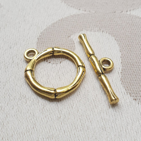 Toggle Clasp, Gold, Ring:17mm/Bar:27mm (5 sets)
