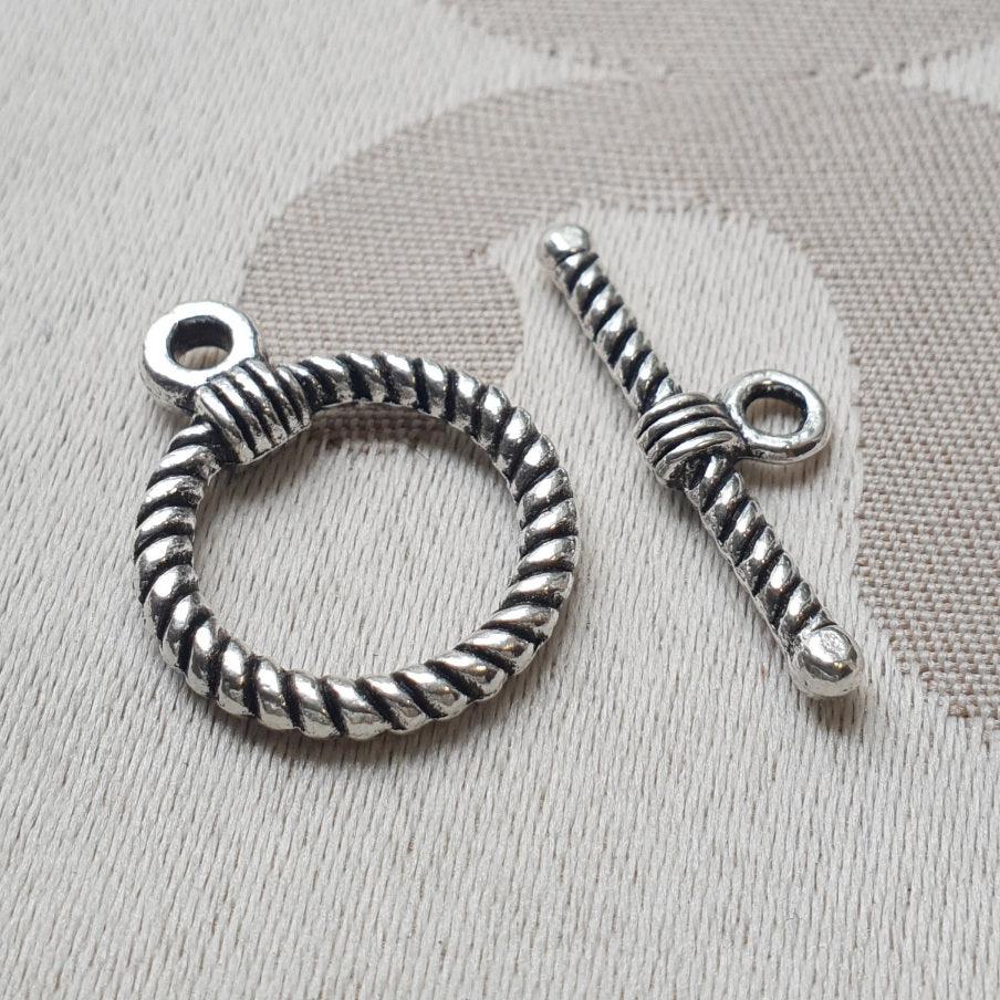Toggle Clasp, Nickel, Ring:18mm/Bar:25mm (5 sets)