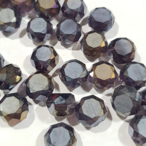 Chinese Crystal, Faceted Frost Coin, Violet Topaz AB, 8x4mm (10 pcs)