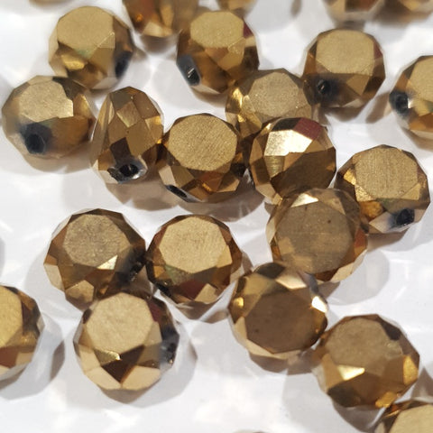 Chinese Crystal, Faceted Frost Coin, Jet Gold, 8x4mm (10 pcs)