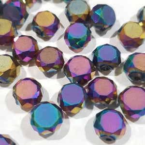 Chinese Crystal, Faceted Frost Coin, Purple/Green Iris, 8x4mm (10 pcs)