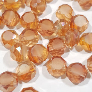 Chinese Crystal, Faceted Frost Coin, Peach AB, 8x4mm (10 pcs)