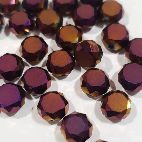 Chinese Crystal, Faceted Frost Coin, Jet Amethyst, 8x4mm (10 pcs)