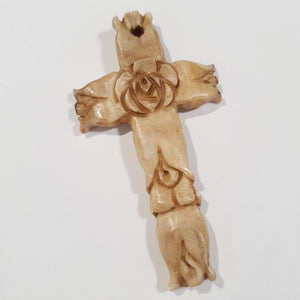 Bone Pendant, Hand carved cross, 58x32mm (1pc) *Only one available*