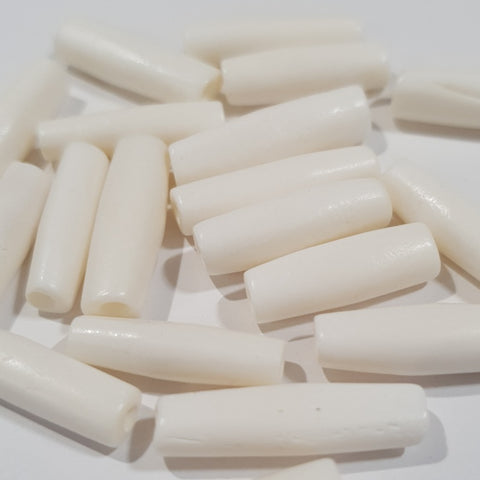 Bone Bead, Tube, Light White, 20x6mm (20pcs)