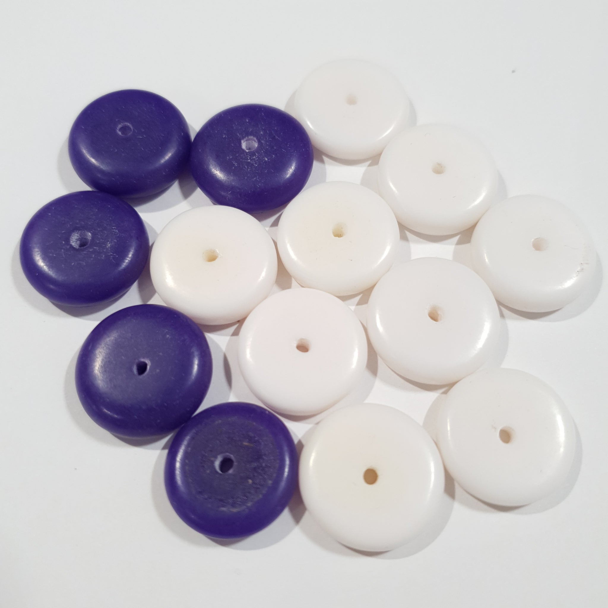 Resin, Rondelle, Mix, Purple/white, 6x18mm (14pcs - only 1 packet available!)